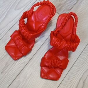 (53-3544) Ermonn Womens Square Open Toe  Sandals Sz 5